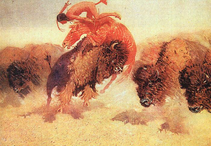 Frederick Remington The Buffalo Runner France oil painting art